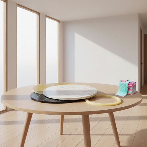 Centrotavola Girevole per Tavolo da Pranzo – Effetto Marmo in Legno Massello