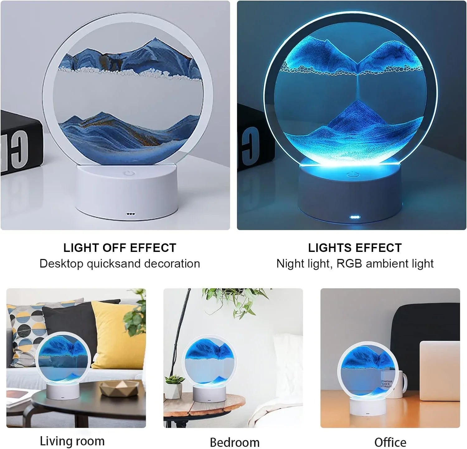 Lampada Clessidra – Luce Ambientale 7 Colori con Sabbia in Movimento