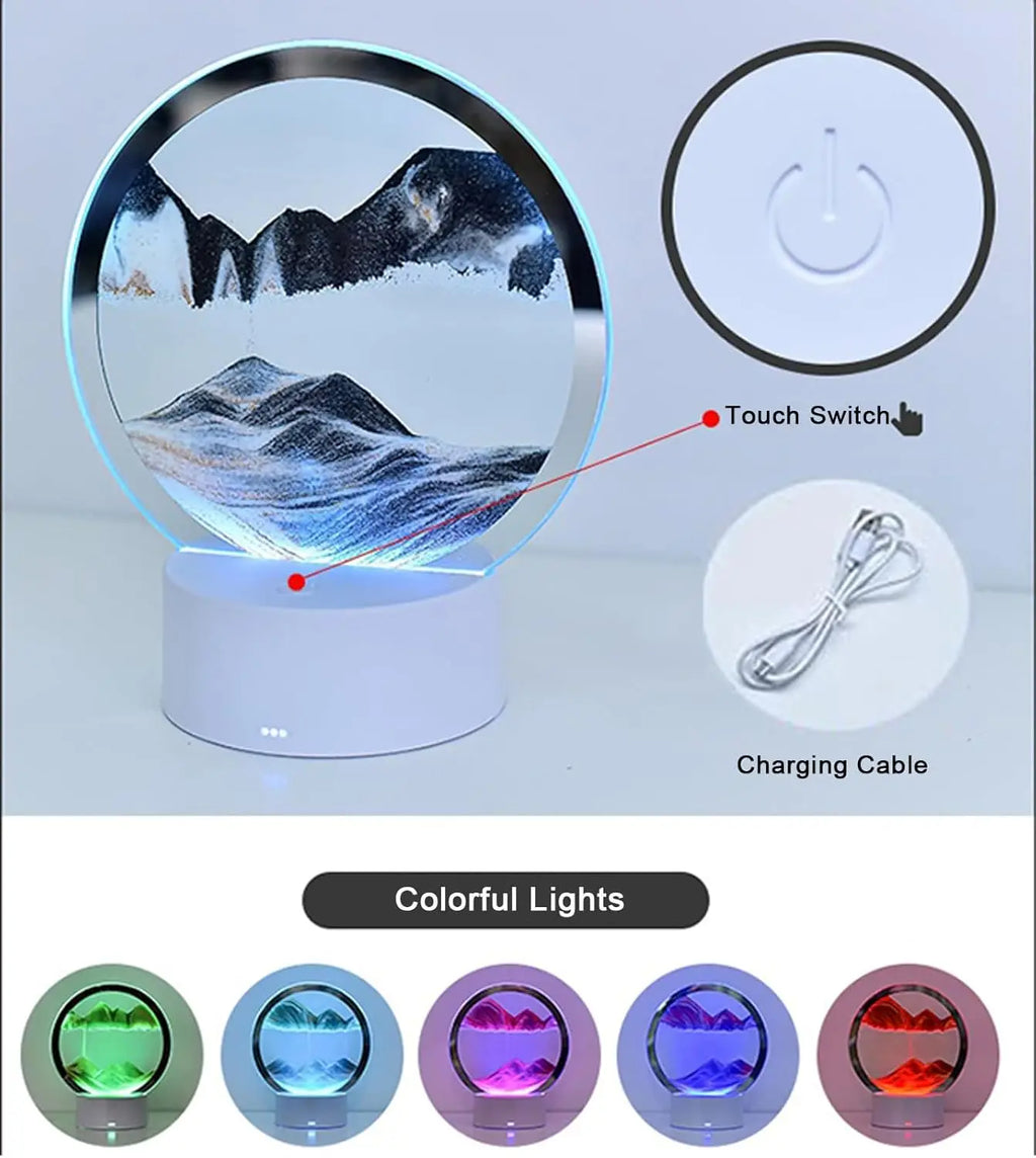Lampada Clessidra – Luce Ambientale 7 Colori con Sabbia in Movimento