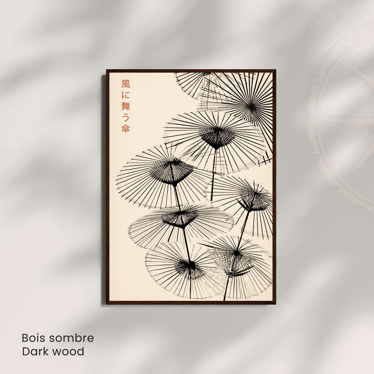 Affiche Japonaise – Parapluies Dansants au Vent | Poster Minimaliste Japonais | Illustration Zen et Poétique | Art Mural Japon Traditionnel-2